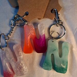 Resin 'N' Letter Keychain - Assorted Pink, Orange & Green